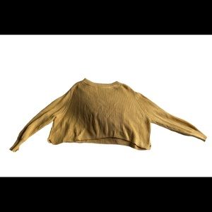 Yellow crew neck cotton on knit sweater